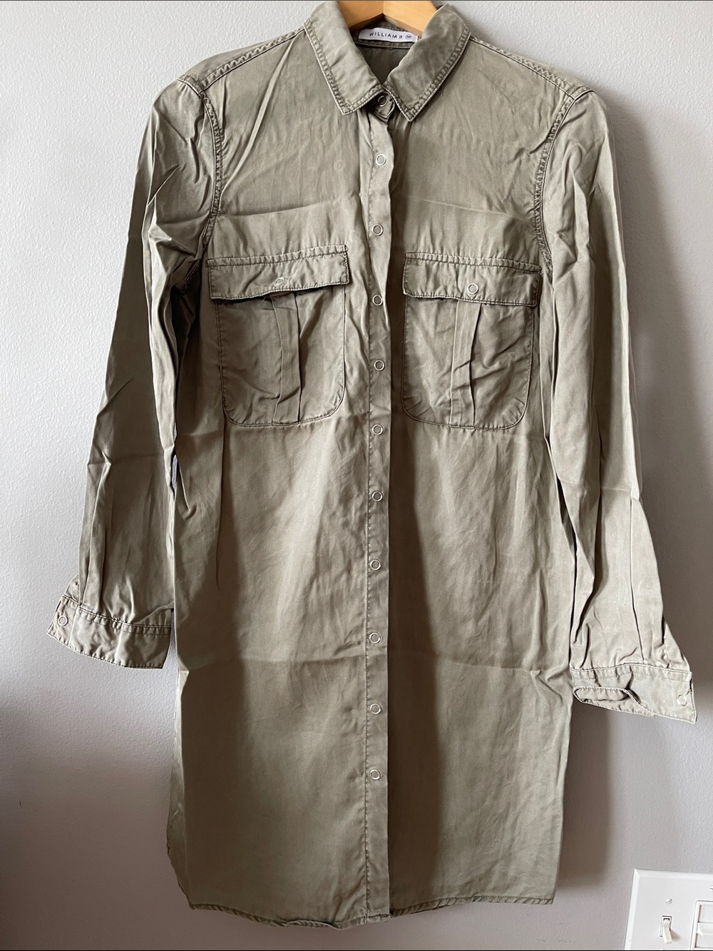 Utility Shirt Dress - Taupe/ sage